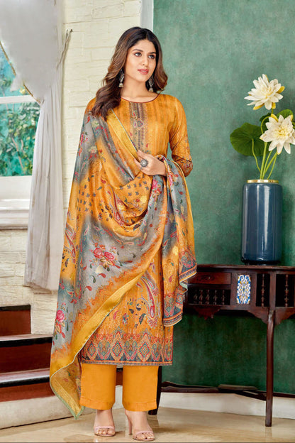 Mustard yellow salwar with digital print for women in USA