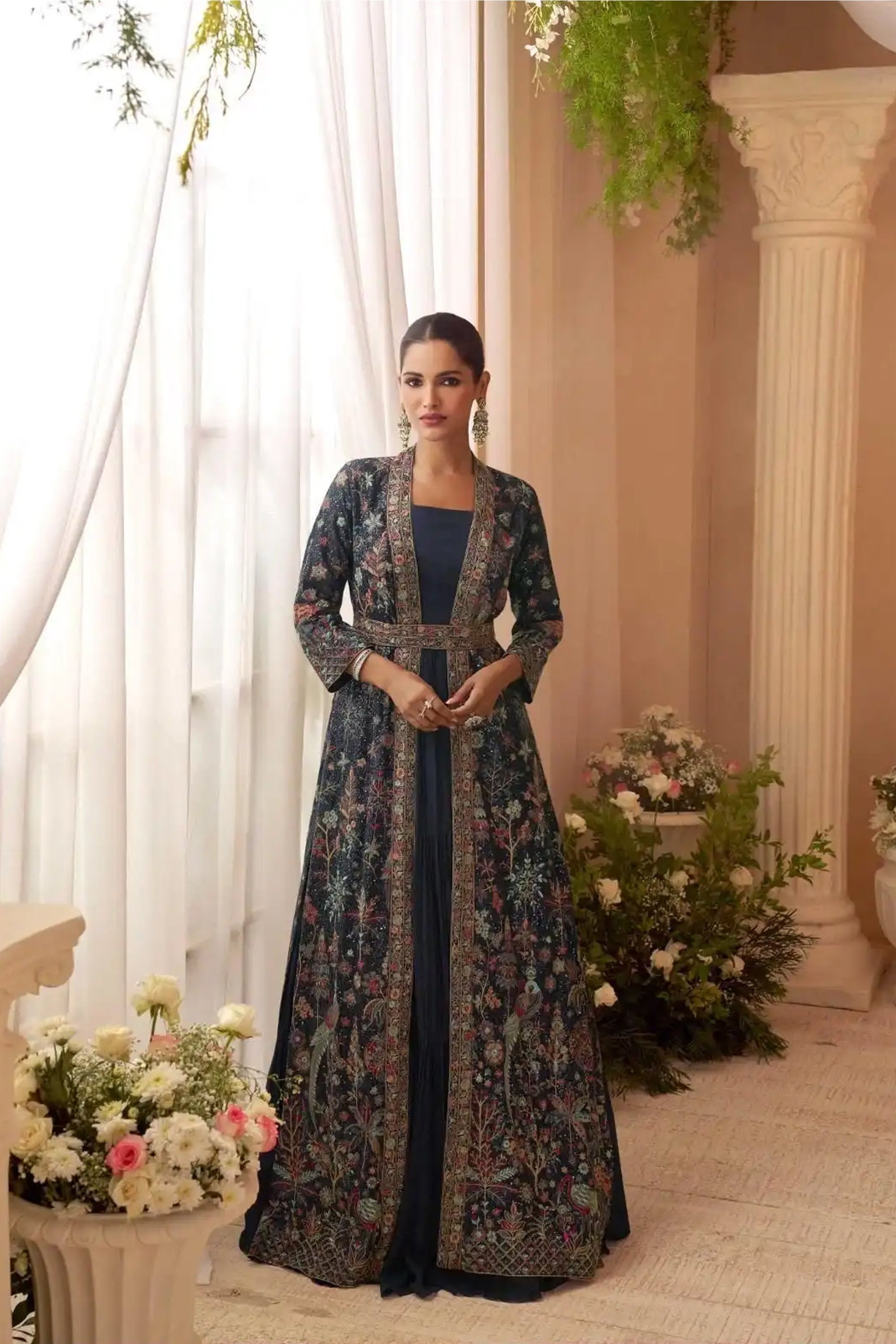 Blue Trendy Jacket Style Wedding Look Anarkali Suit
