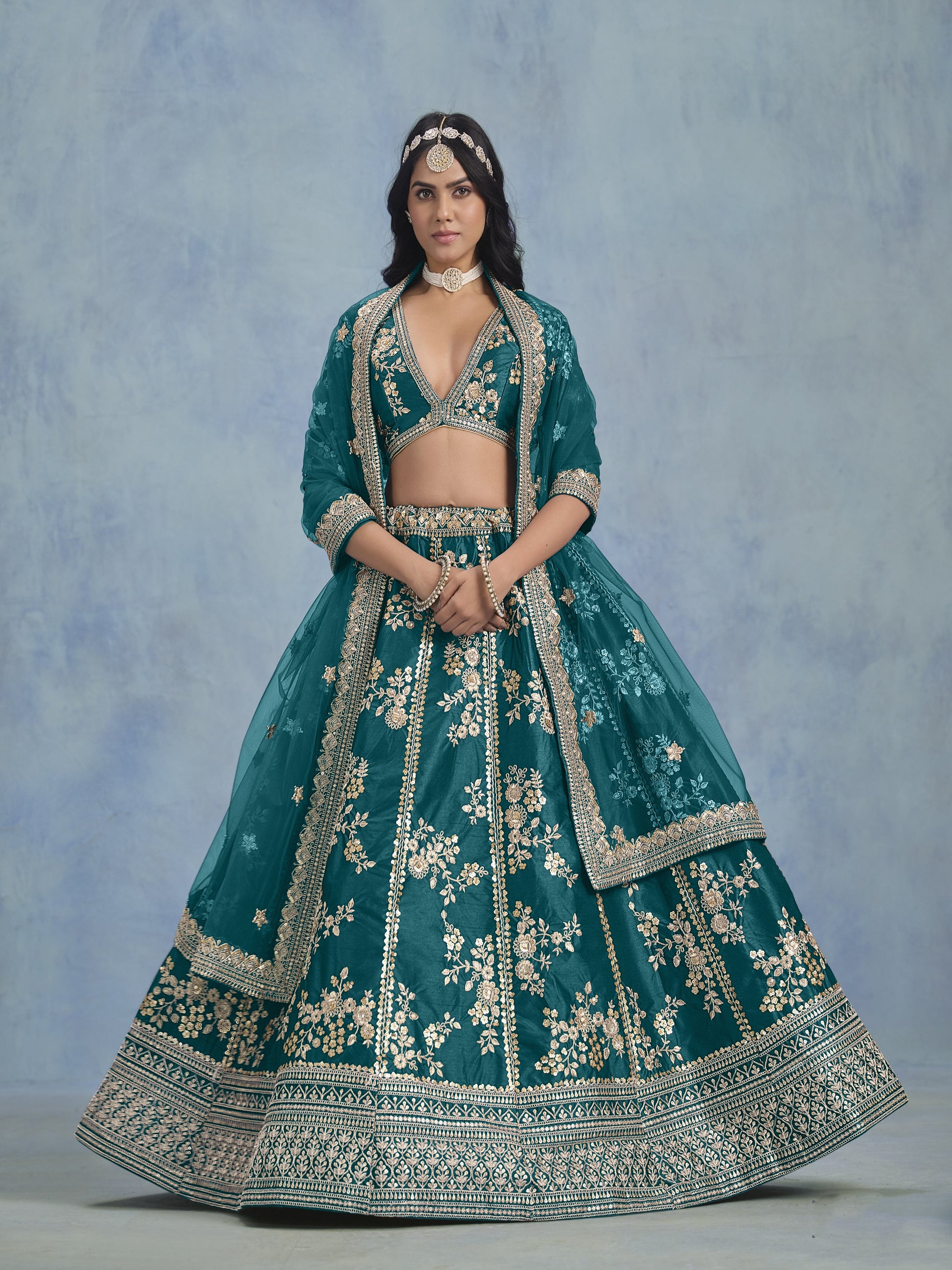 Blue Plazzo for Navratri – Cool and classy, great for dancing through the night. 