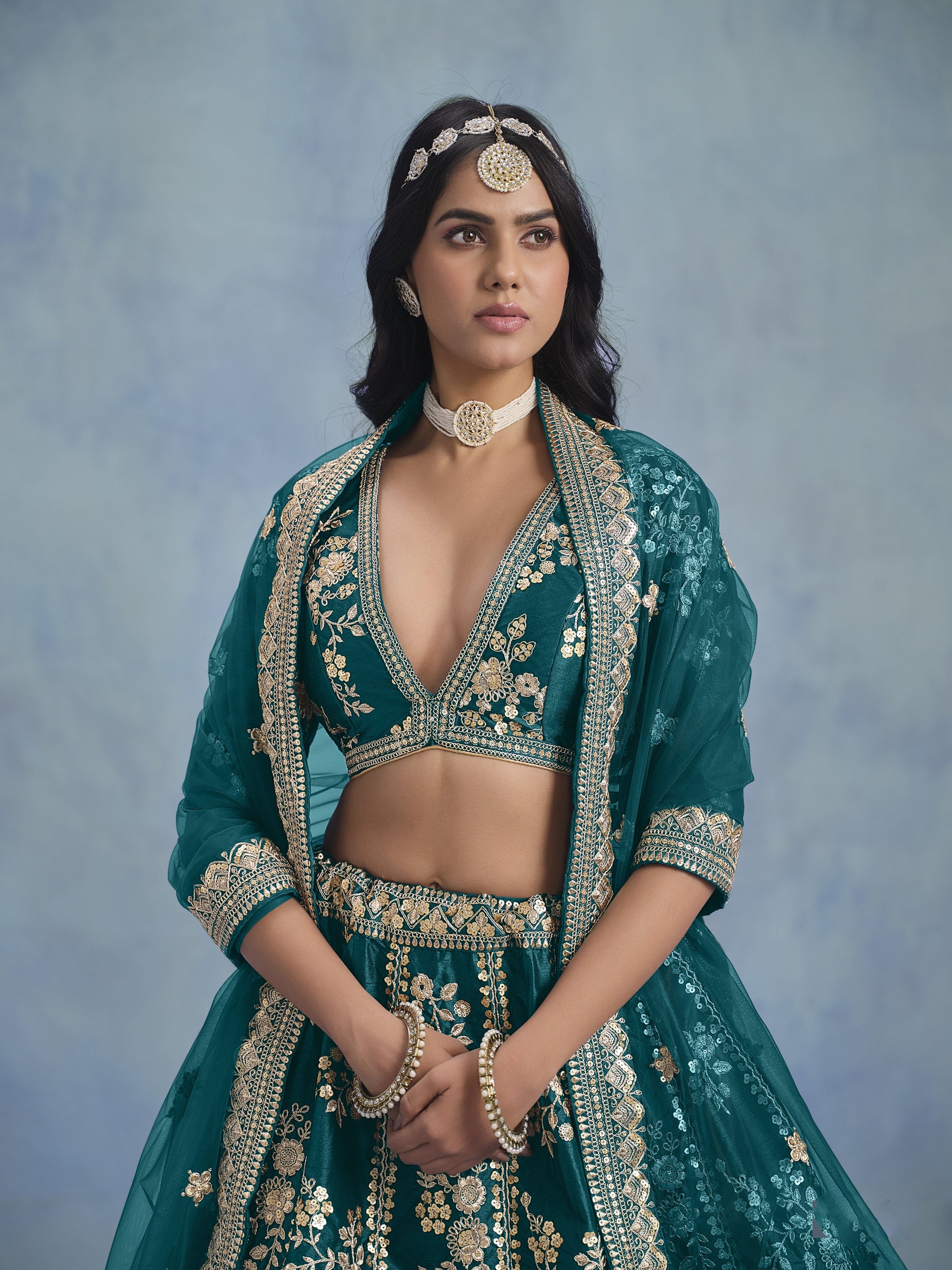 Blue Plazzo for Navratri – Cool and classy, great for dancing through the night. 