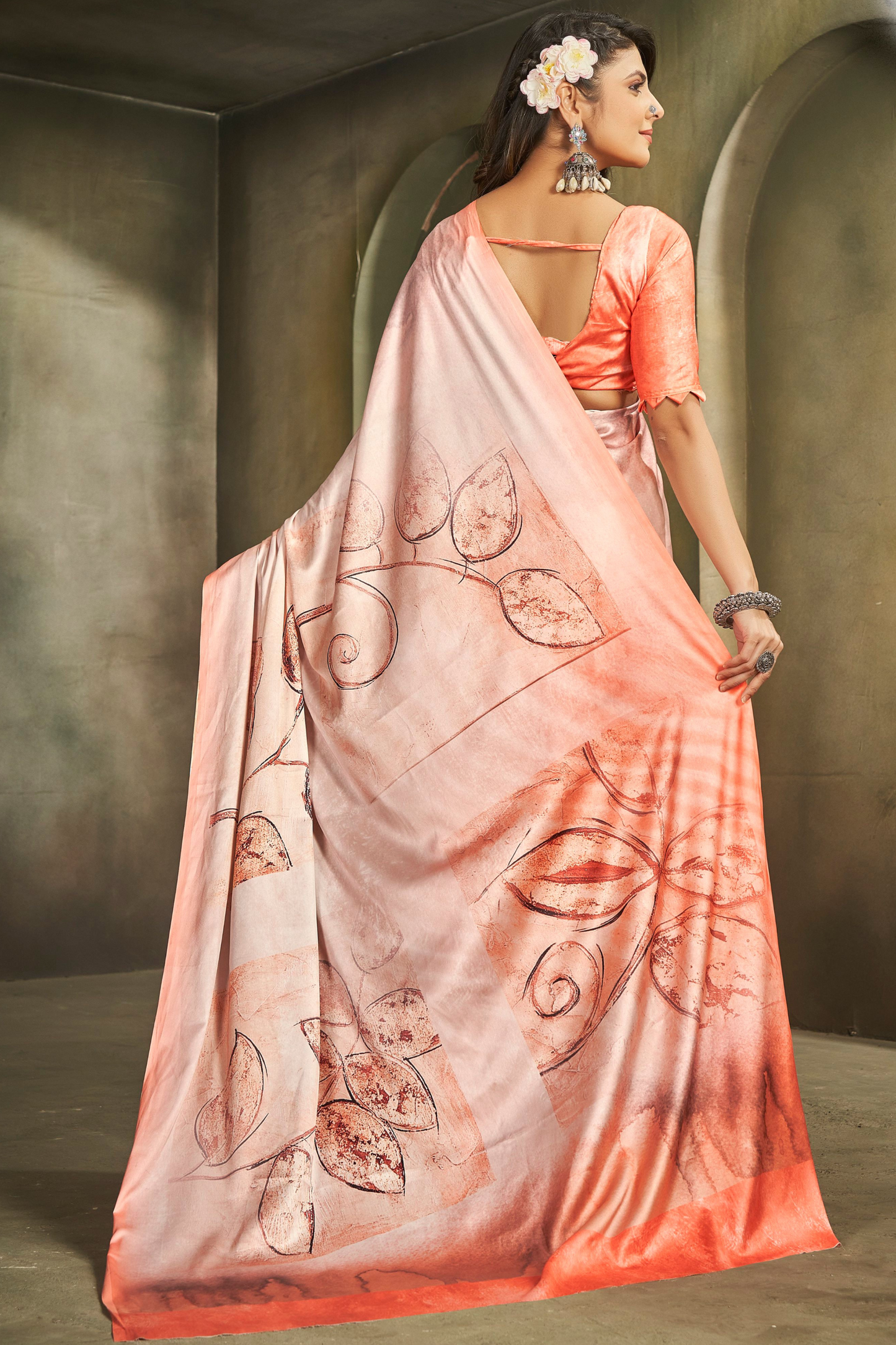 Orange Saree radiates warmth and vibrance â€“ perfect for traditional functions and cultural flair. 