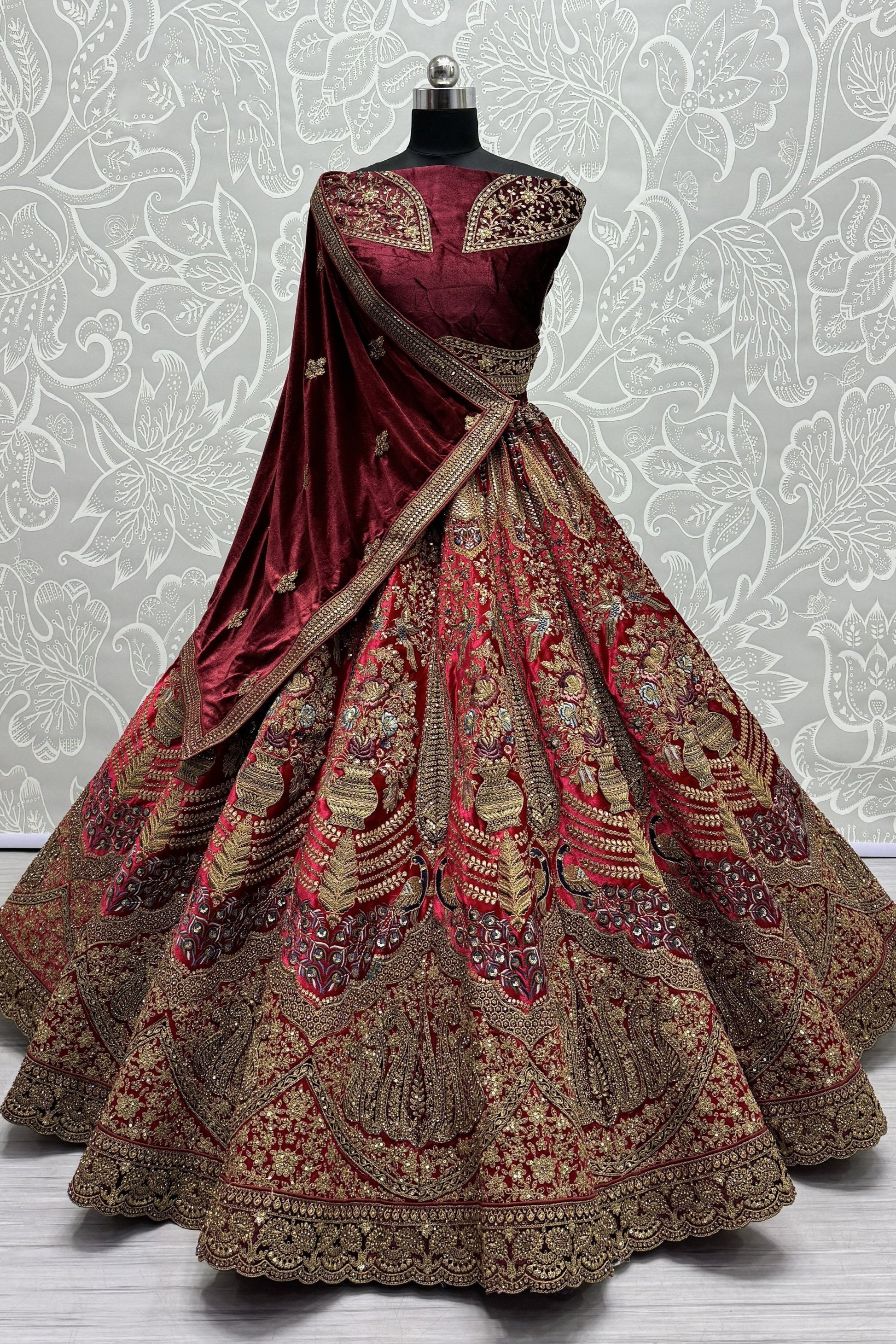 peach Lehenga speaks tradition and bold beauty – perfect for weddings, bridal wear, and grand celebrations.