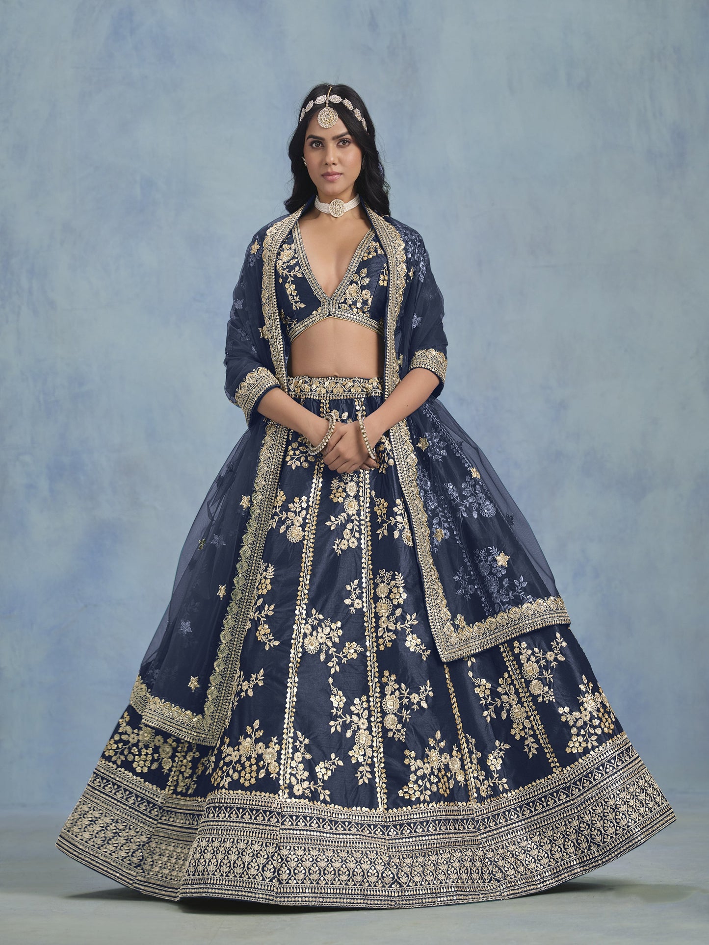 Blue Plazzo for Navratri â€“ Cool and classy, great for dancing through the night. 