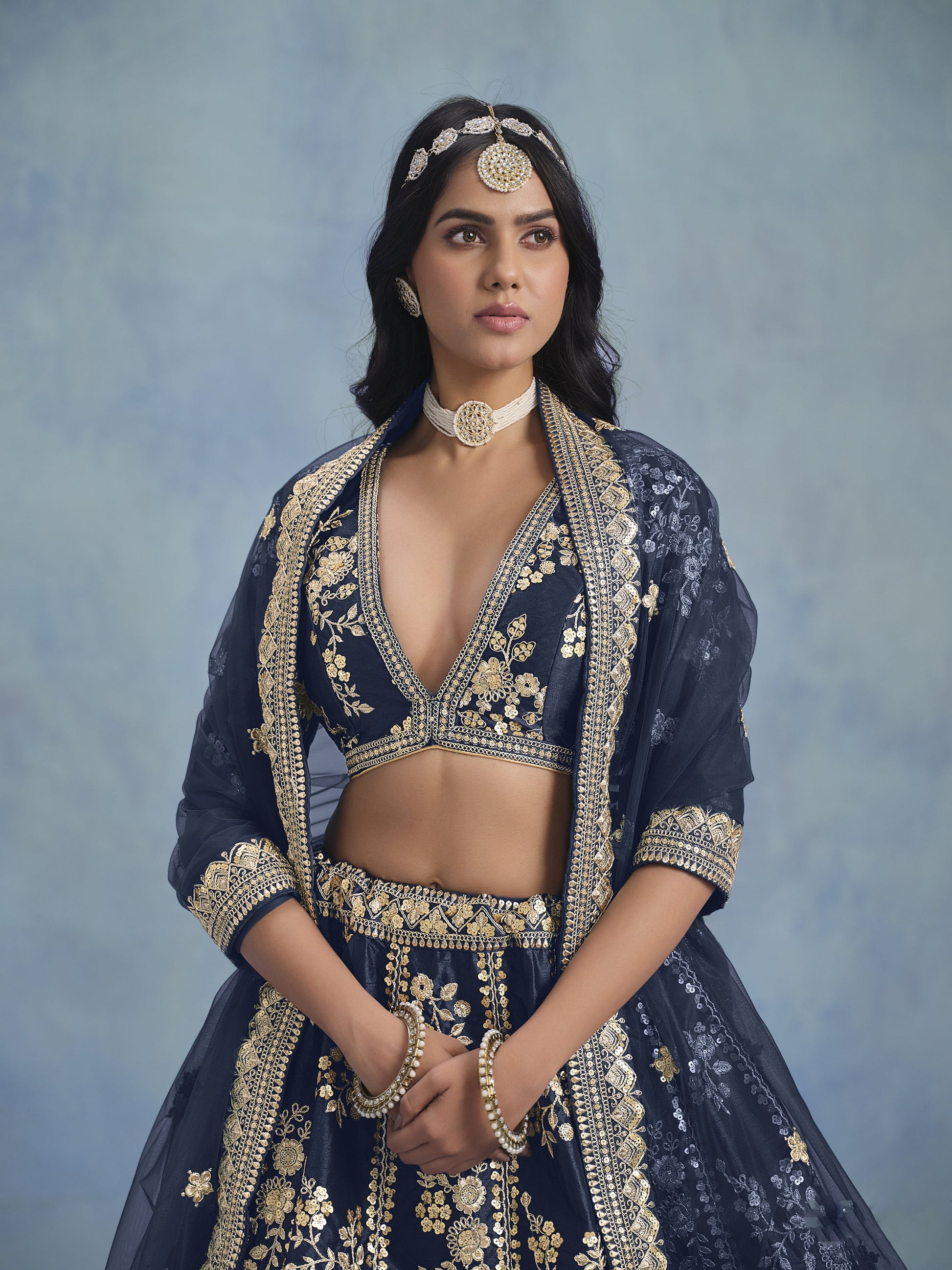 Blue Plazzo for Navratri â€“ Cool and classy, great for dancing through the night. 