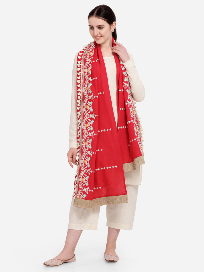 Khadi cotton dupatta in red for USA and Australia market