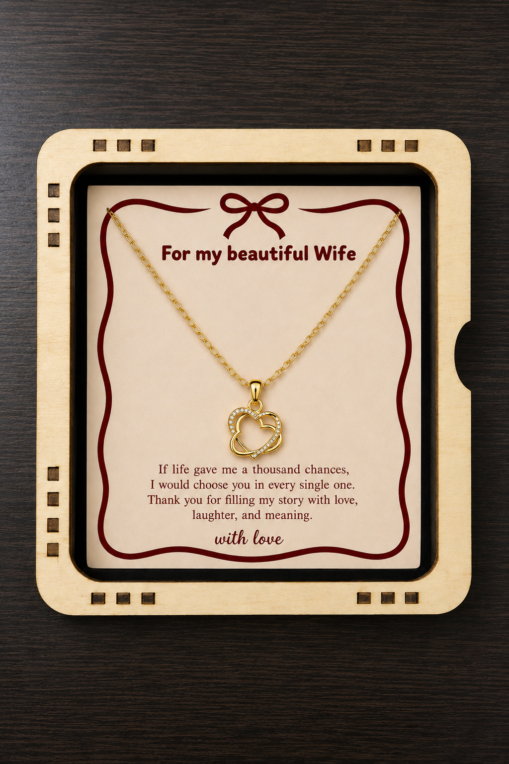 Romantic heart pendant necklace for wife presented in a premium gift box