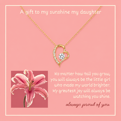 Emotional daughter necklace with lily flower message card