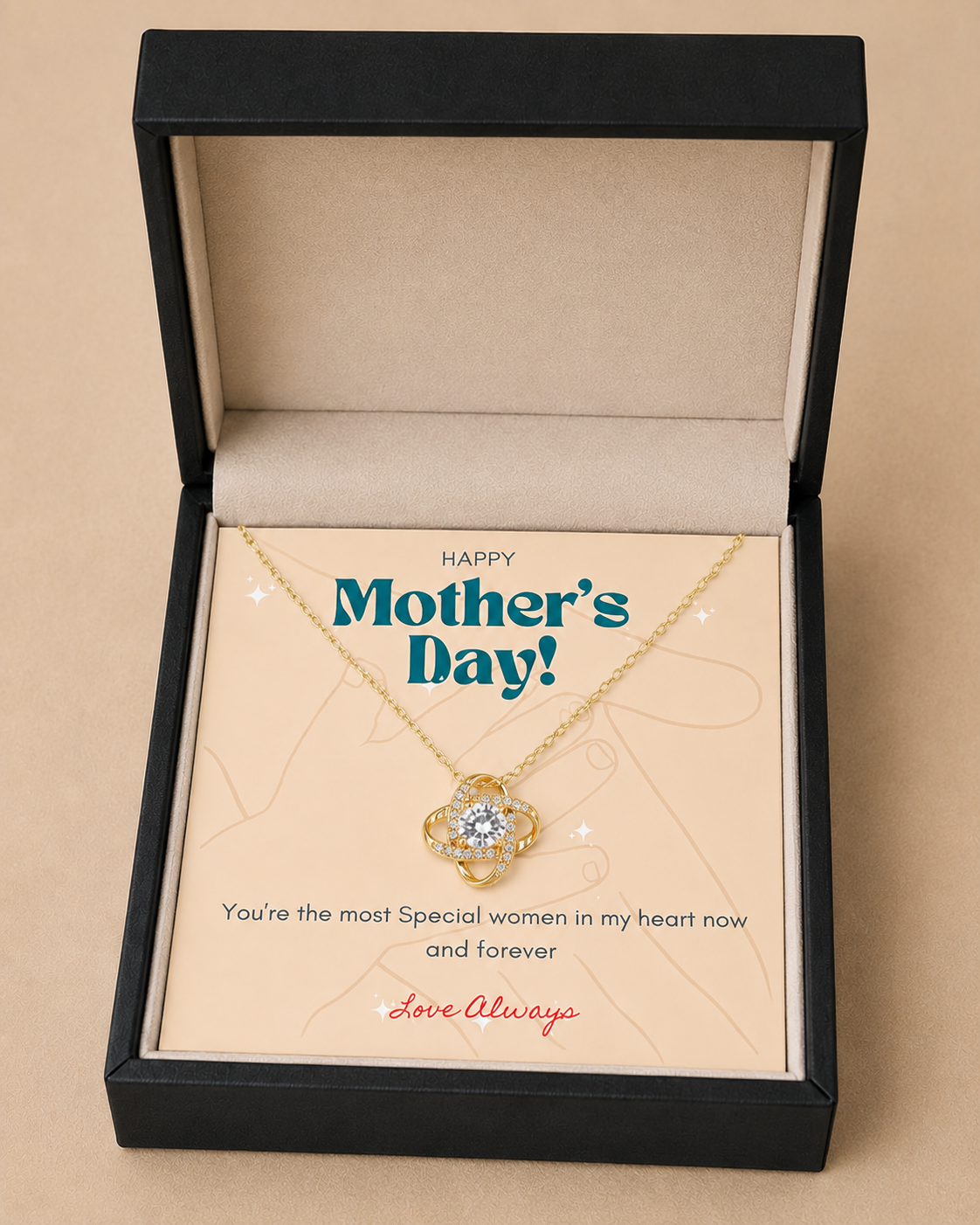 Sentimental pendant necklace gift saying Love Always for mother