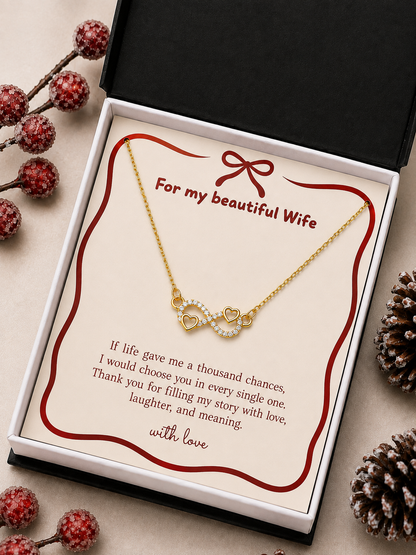 Seyuri wife gift necklace with infinity and heart pendant