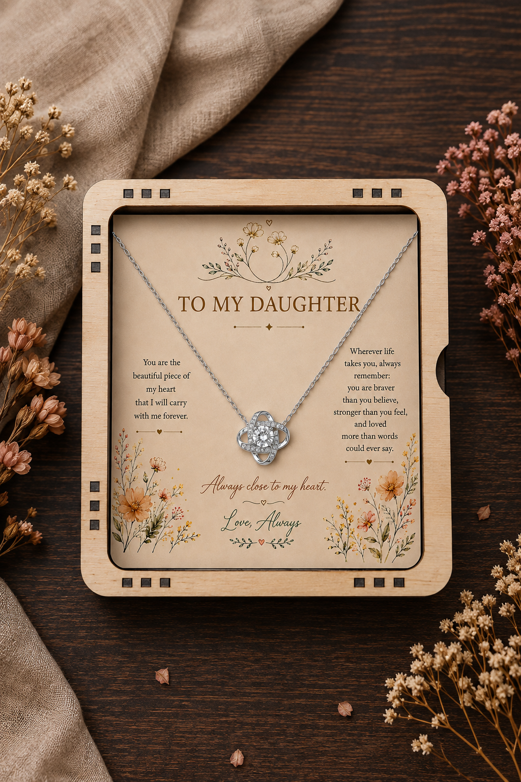 Silver-tone alloy pendant necklace for daughter gift
