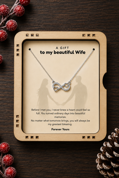 Silver-tone heart infinity necklace for romantic wife gifting