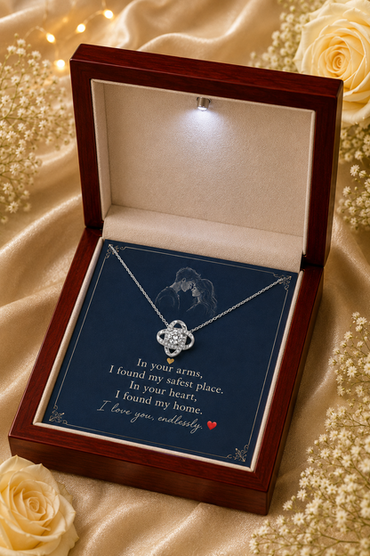 Silver-tone interlocking pendant necklace romantic jewelry gift