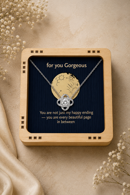 Silver-tone necklace and moon-inspired pendant in gift box