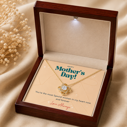Silver-tone mother pendant necklace with Mother’s Day card
