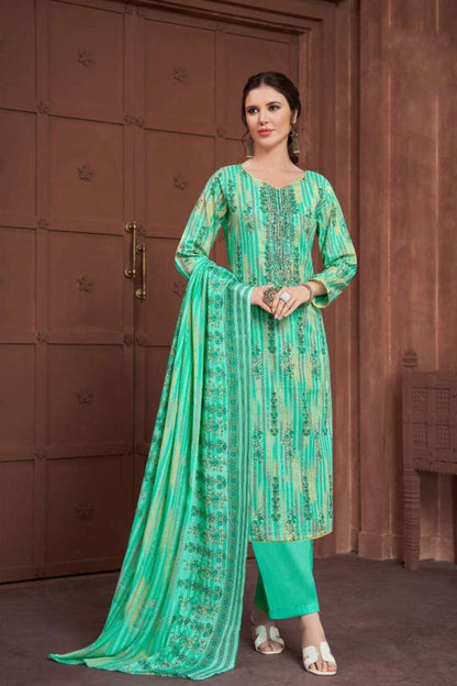 Teal salwar kameez with exquisite Swarovski detailing close-up