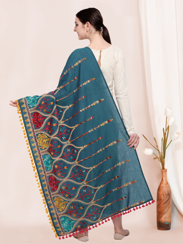 Teal Blue scarf paired with ethnic outfit