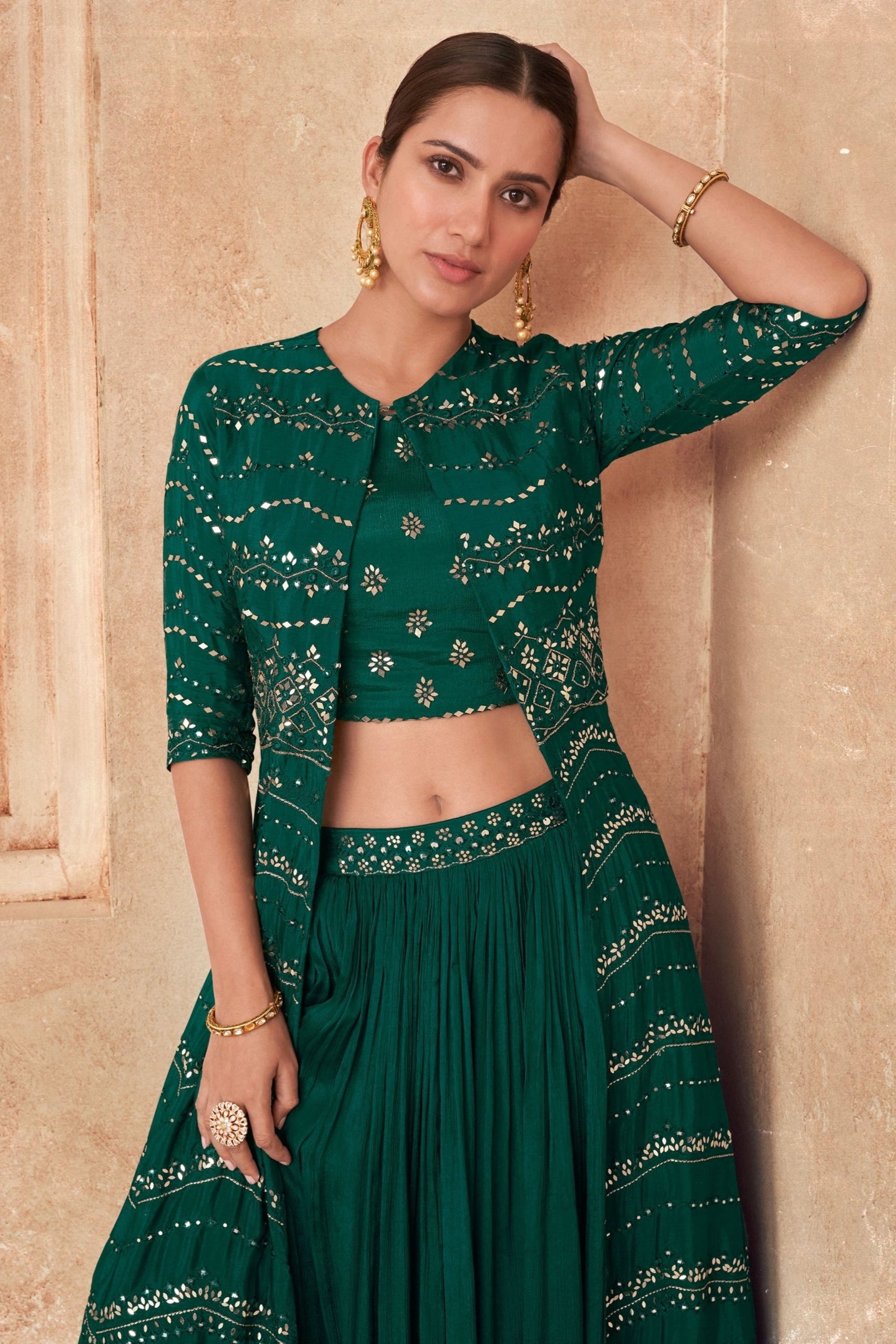 "Elegant lehengas for U.S.-based Indian celebrations." 