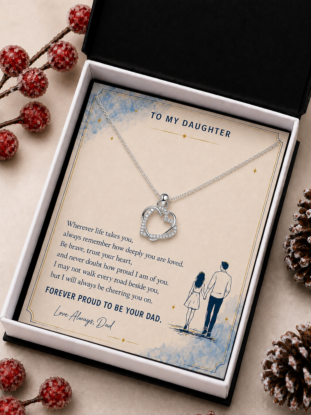 To My Daughter necklace gift from Dad with proud and loving message