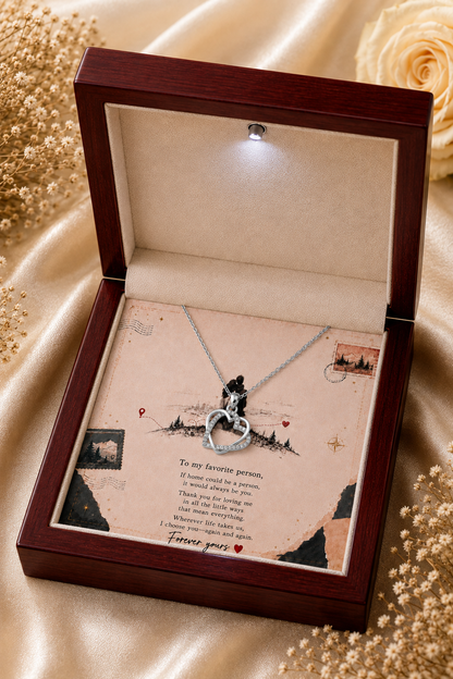 Heart necklace with message card reading To My Favorite Person