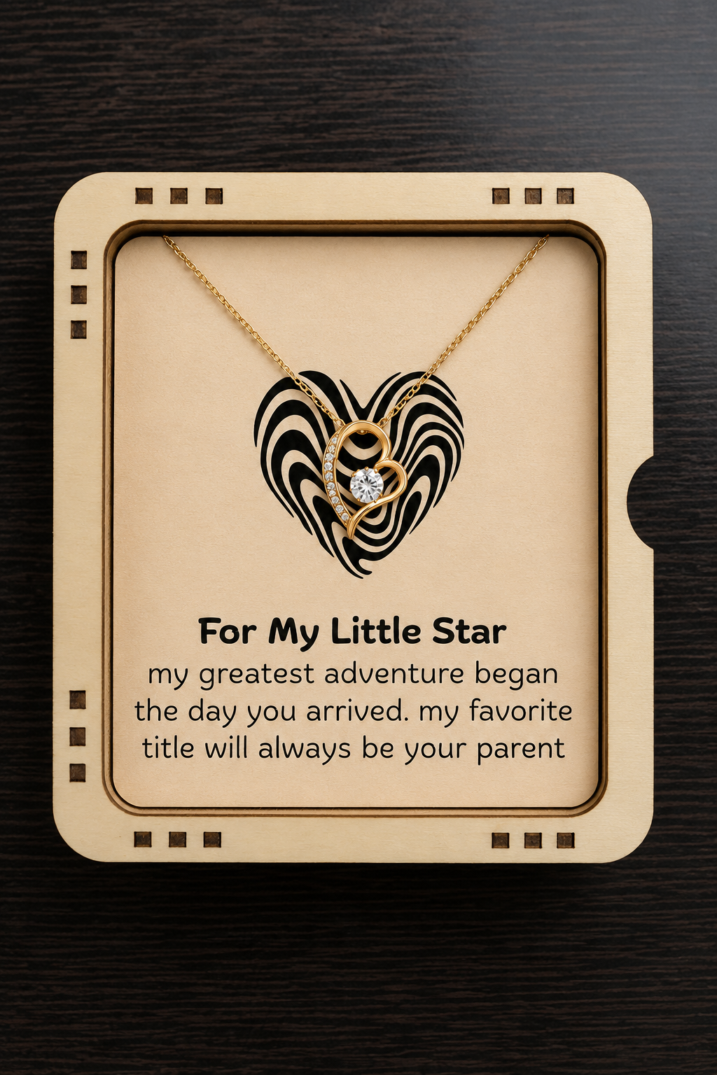 Silver-tone heart pendant necklace gift with emotional message card for Little Star