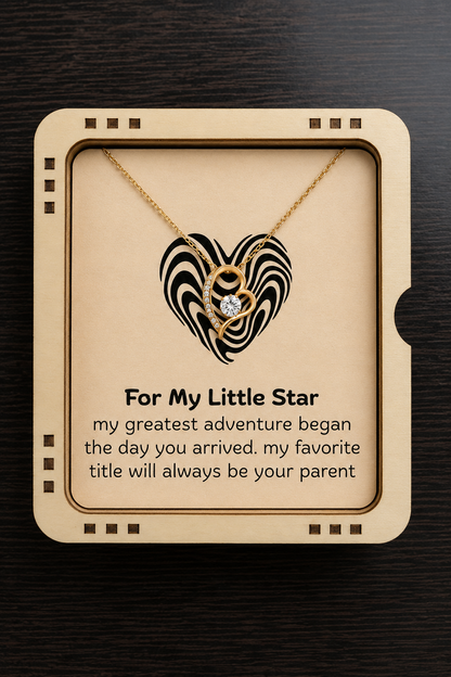 Silver-tone heart pendant necklace gift with emotional message card for Little Star