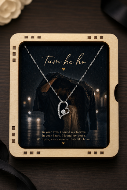 Romantic heart pendant necklace with message card for your love