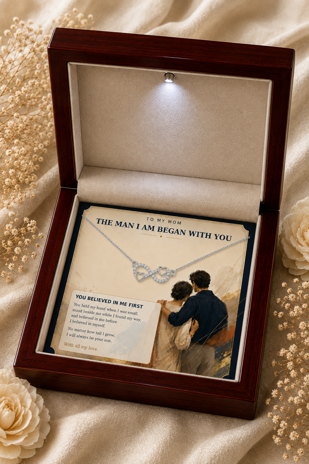 To My Mom silver-tone necklace with meaningful son message