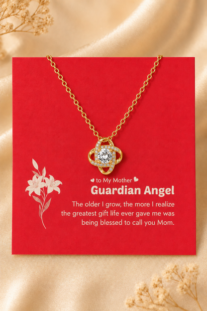 To My Mother Guardian Angel gold-tone pendant necklace with heartfelt red message card