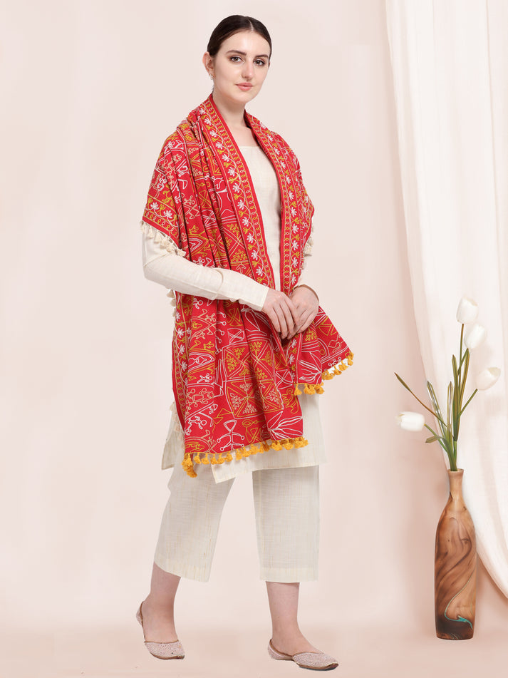 Cultural wear dupatta in red for Canada market