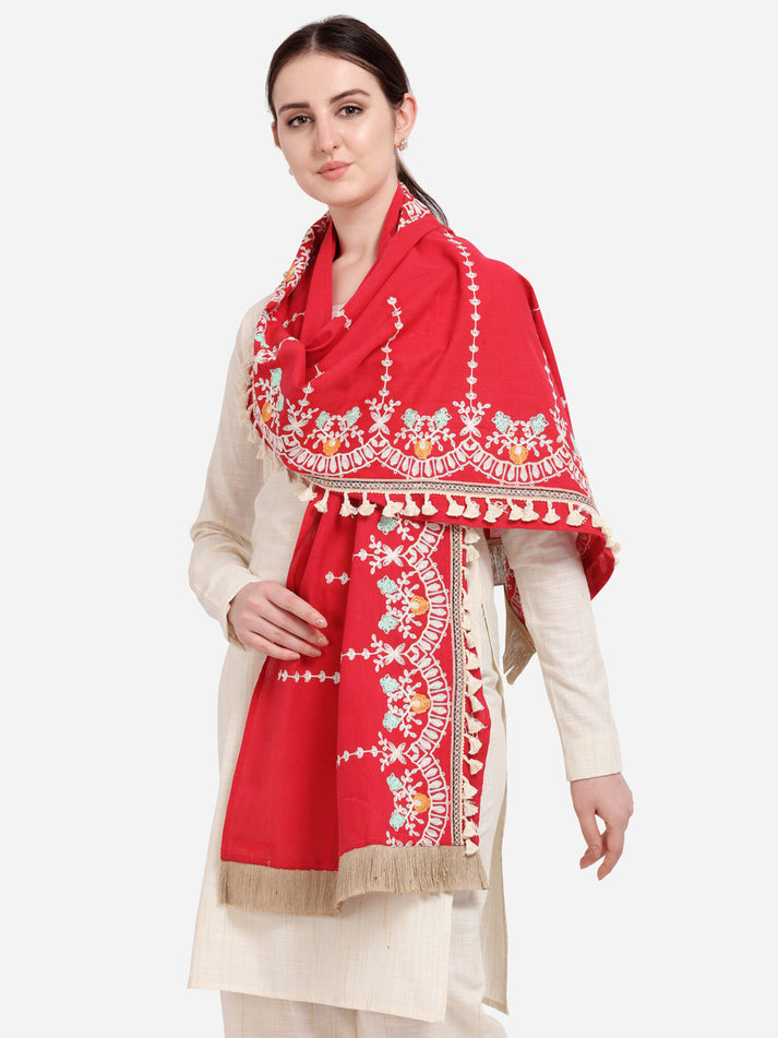 RED dupatta scarf styled for UK and Canada fashion buyers