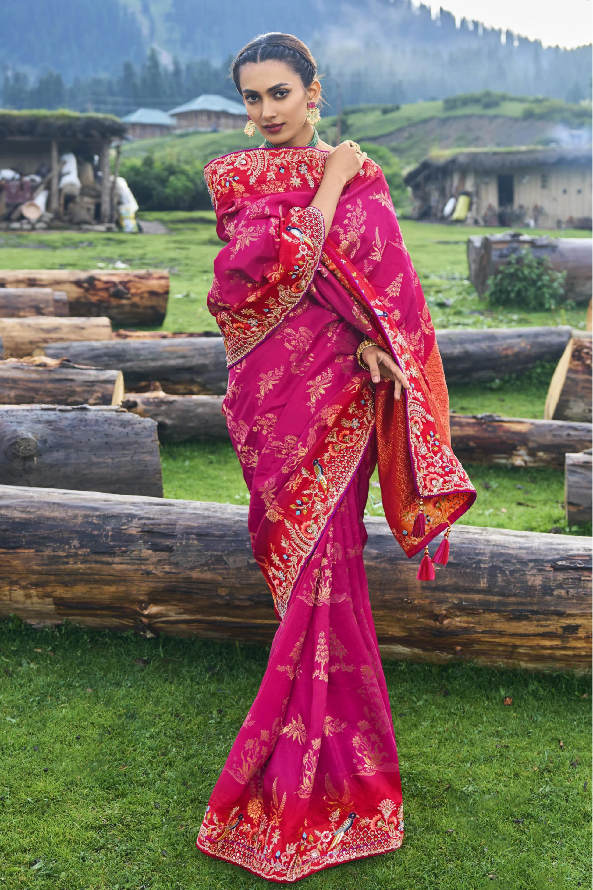 Red Saree speaks tradition and boldness – perfect for weddings and festive nights. 
