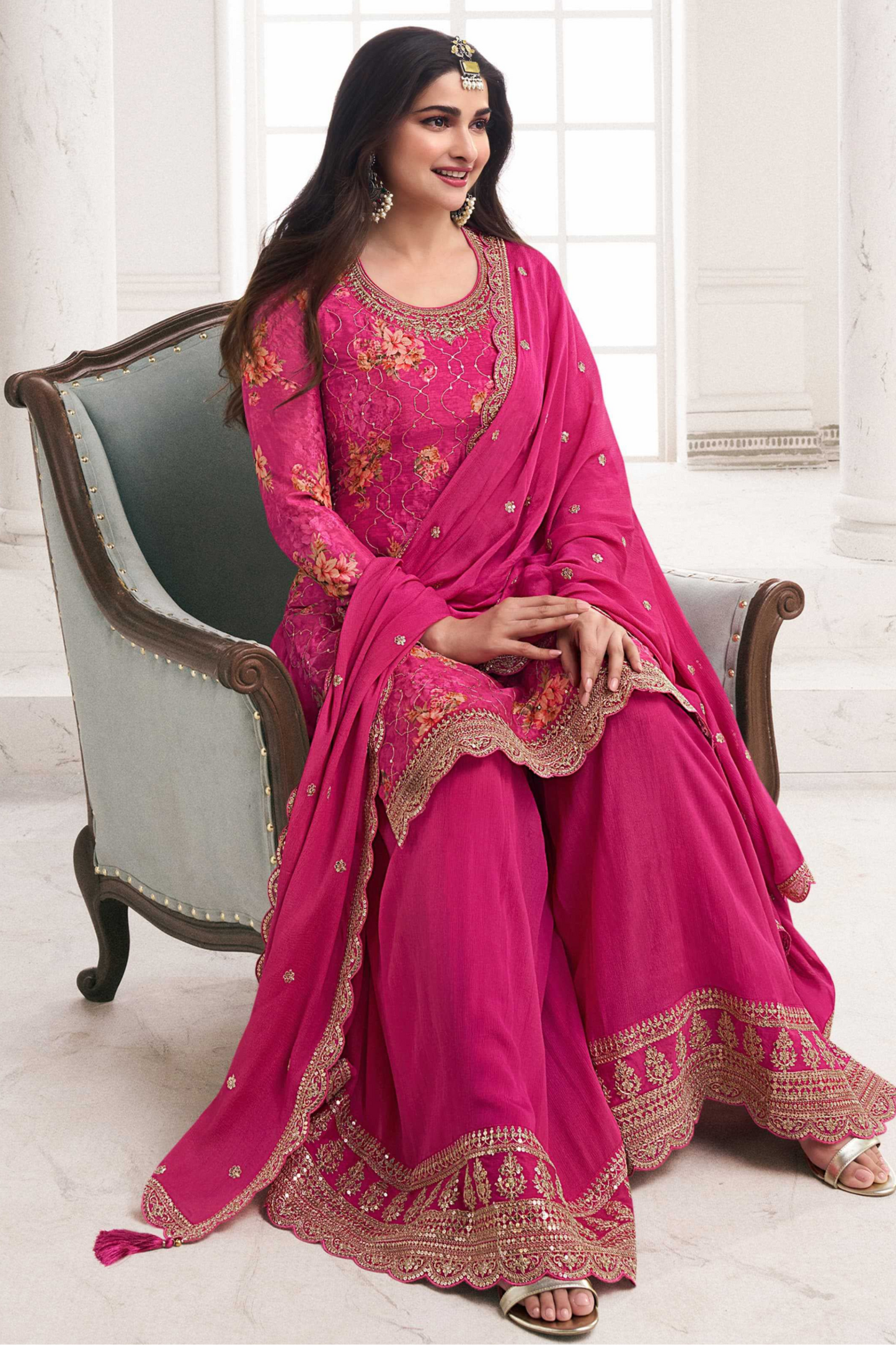 Premium Designer Floral Palazzo Suit For Wedding Outfit