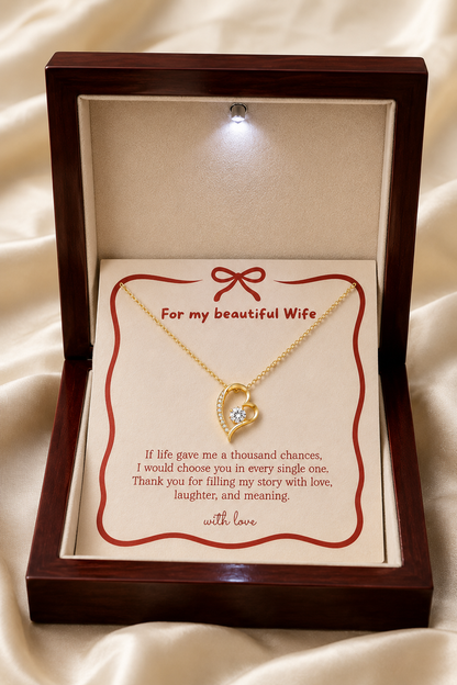 Beautiful heart pendant necklace with message card for Valentine's Day gift