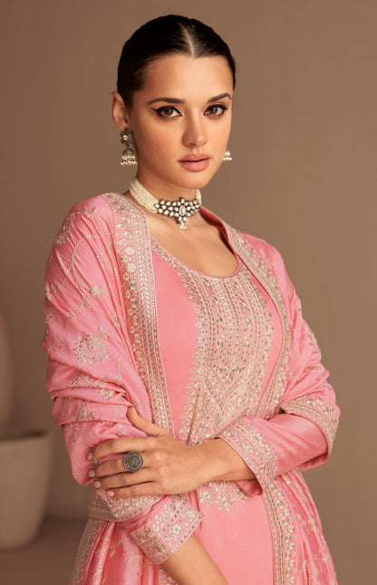 Embroidered pink salwar kameez for Indian wedding events
