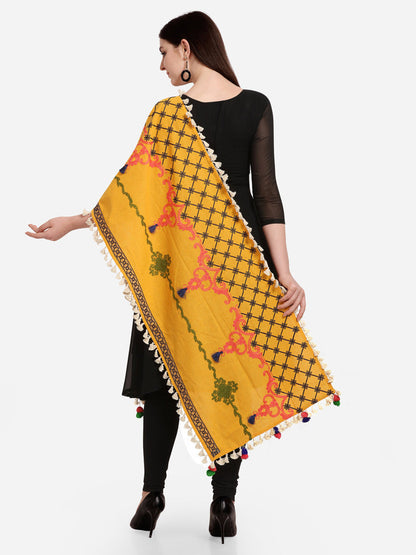 Yellow Dupatta Fabric Texture Close Up