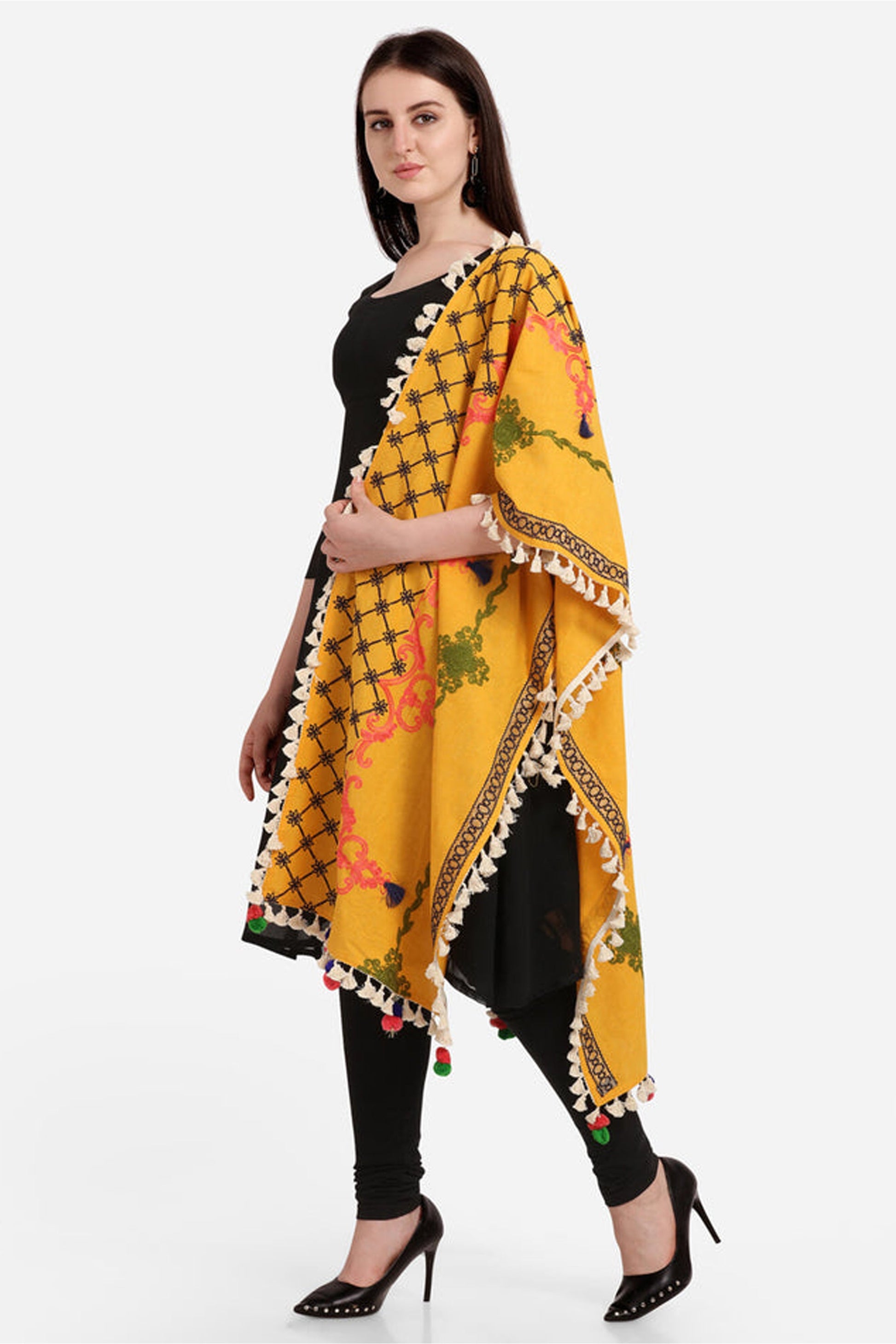 Luxury Yellow Dupatta Sawal Draped Styling